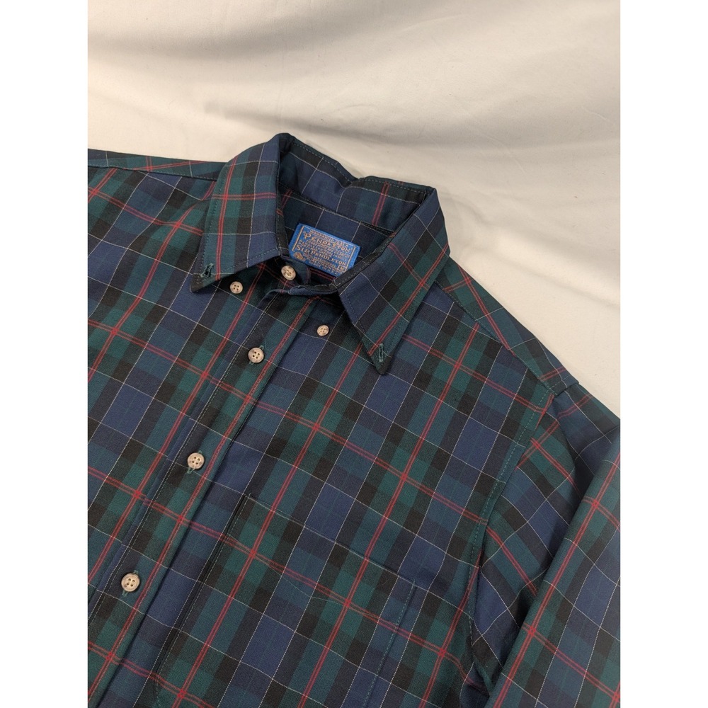 Pendleton Shirt Mens Medium Blue Green Macphedran Tartan Plaid Wool Button Down